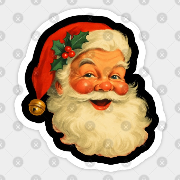 Vintage Retro Santa Claus Christmas Sticker by Creatifly Graphic Tees
